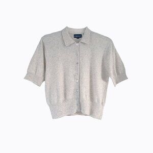 Vintage Jeanne Pierre Cream Collar Button Sweater MP Cardigan Short Sleeve 90s